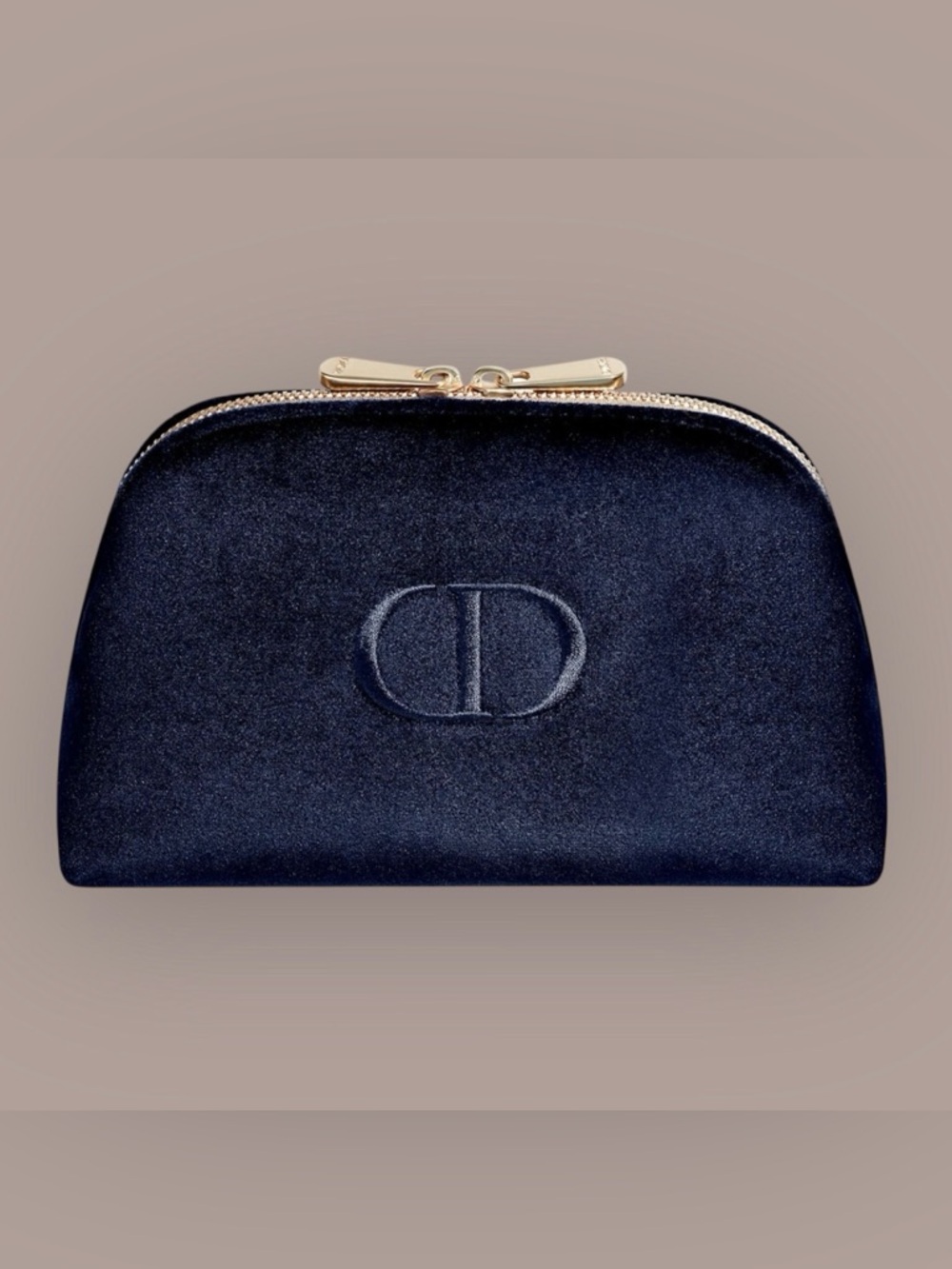 Navy-Blue Dior Beauty (Velour Half-Moon) Cosmetic-Makeup Bag